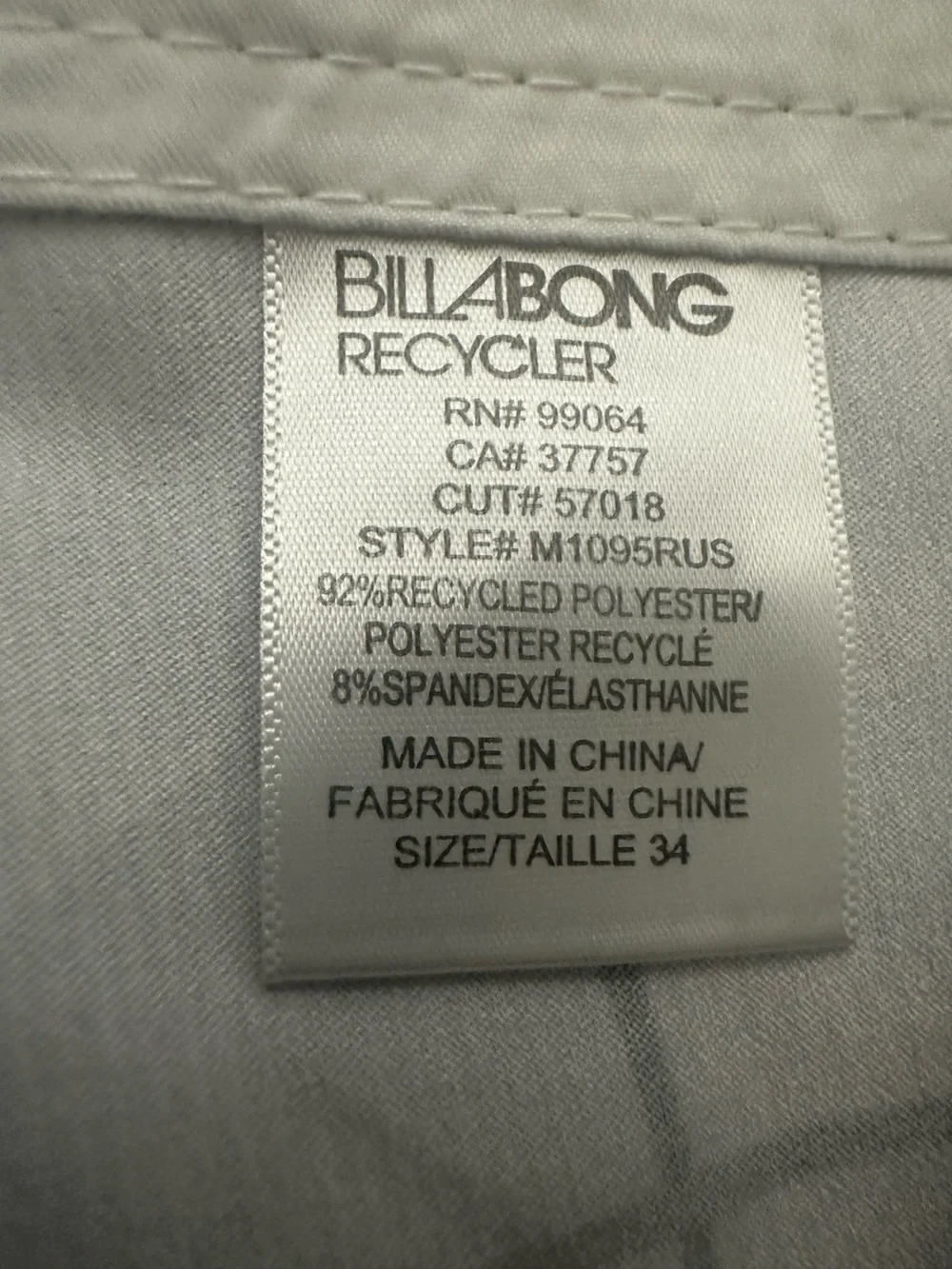 Billabong White Swim Board Shorts with Black Grid